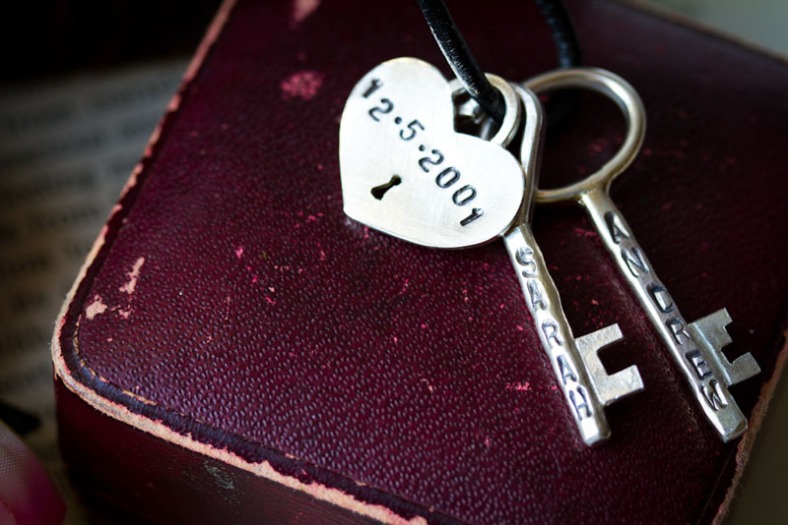 Personalised keys and padlock necklace