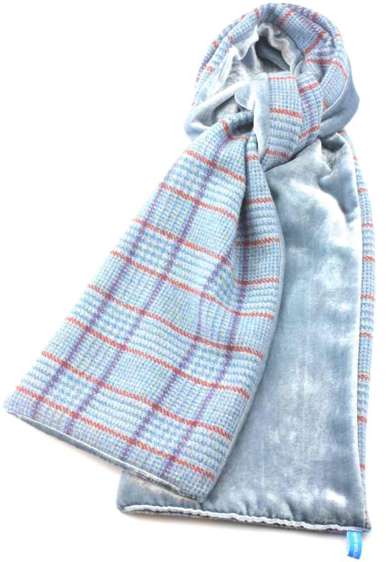 Shetland Tweed and Velvet skinny scarf